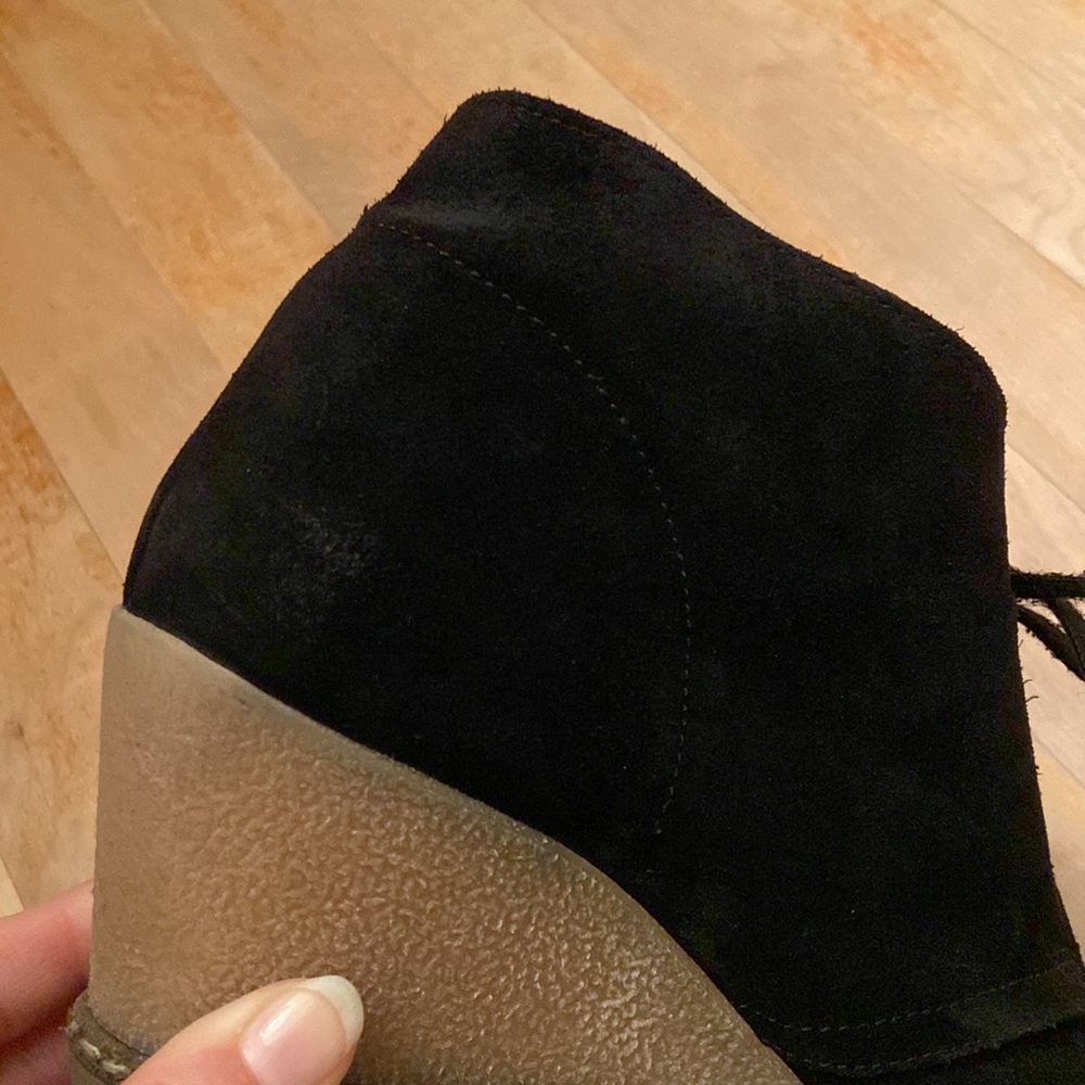 J. CREW MacAlister Black Suede Wedge Ankle Boots - Picture 7 of 14